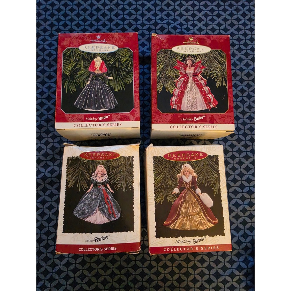 Hallmark Keepsake Holiday Barbie Ornament Lot 1995 1996 1997 1998 Series 3-6